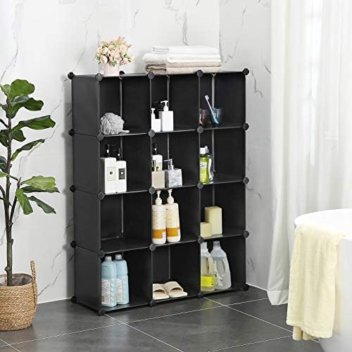 SONGMICS 12 Cube Storage Organizer，Plastic stackable cube shelf