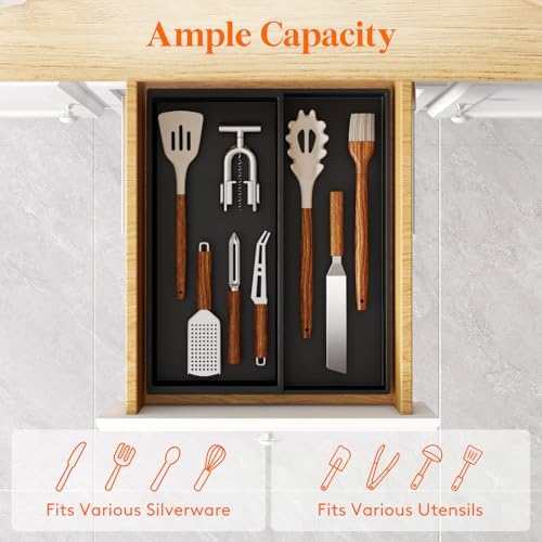 Lifewit Utensil Organizer for Kitchen Drawer, Expandable Cooking Tray
