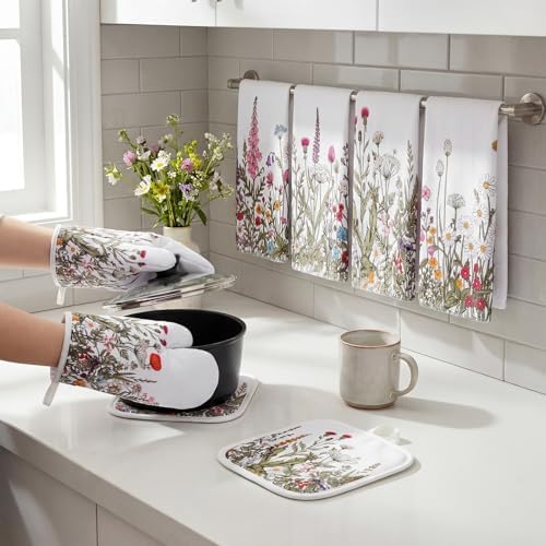 Fanfanwin 10 Pcs Wildflower Kitchen Decor Set, Floral Kitchen Towels
