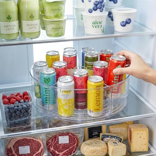 Divided Lazy Susan Turntable Organizer, 11.5" Clear Round Lazy Susan