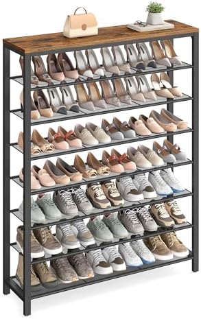 VASAGLE 8-Tier Shoe Rack, 32-40 Pairs, Metal Mesh