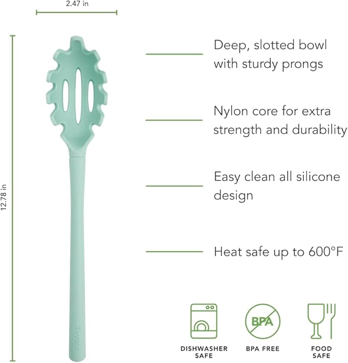 Tovolo Pasta Claw Spaghetti Spoon Scoop Aqua Seafoam Green Silicone Pasta Spoon - Image 5