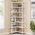 Tribesigns 7-Shelf Corner Bookshelf,Large Modern Corner Bookcase, 7-Tier Tall Corner Shelf Storage Display Rack with Metal Frame for Living Room Home Office (White)
