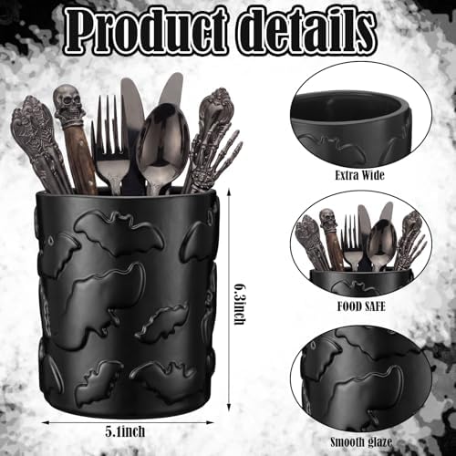 Yungyan Ceramic Bat Utensil Holder for Kitchen, Gothic Kitchen Accessories
