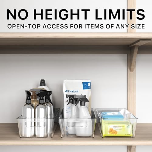 Simple Houseware 4 Pcs Pantry Clear Bin Storage Organizer, 14" x 7" x 3.75"