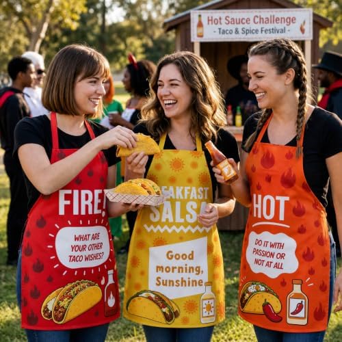Lebaley 6 Pcs Halloween Taco Sauce Group Costume Set, Spicy Apron Costume