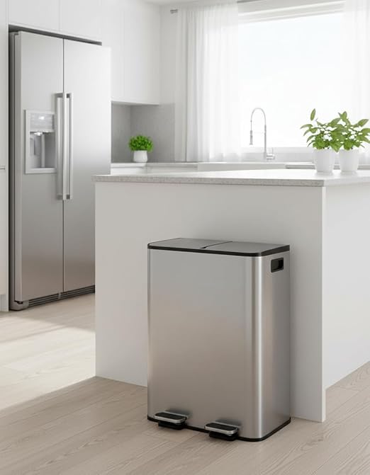 GarveeHome 2 x 8 gal Stainless Steel Double Trash Can - Image 7