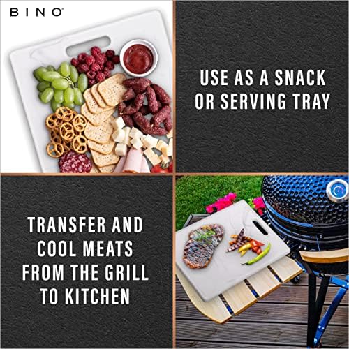 BINO Cutting Board - 3-Piece Chopping Boards | BPA-Free Plastic, Durable, Multipurpose, Dual-Sided, Dishwasher Safe, Easy to Clean | Charcuterie Accessories | Home & Kitchen Utensils