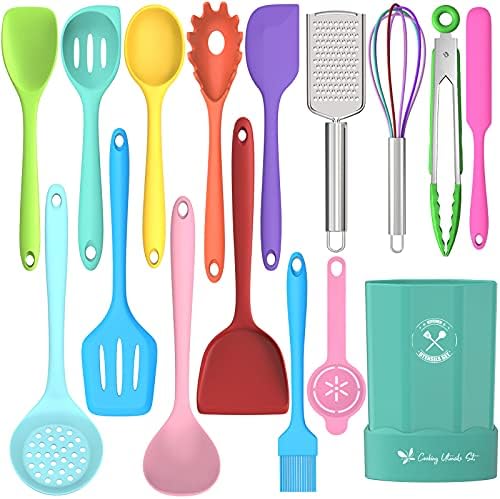 Silicone Kitchen Utensils Set, 16-Piece Silicone Cooking Utensils by Deedro