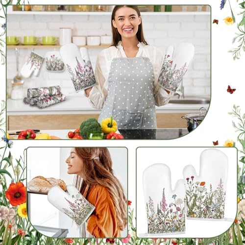 Fanfanwin 10 Pcs Wildflower Kitchen Decor Set, Floral Kitchen Towels
