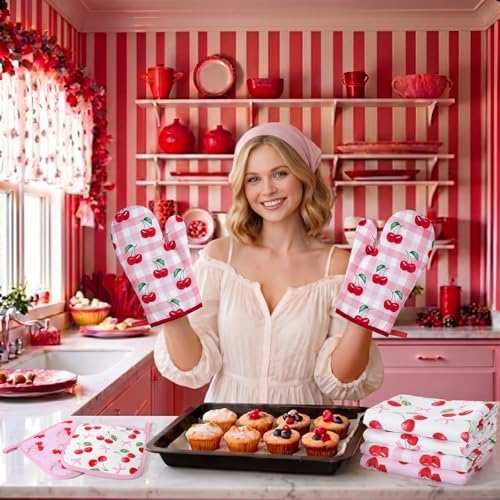 FoldTier 8 Pcs Cherry Kitchen Decoration Set for Cooking Baking