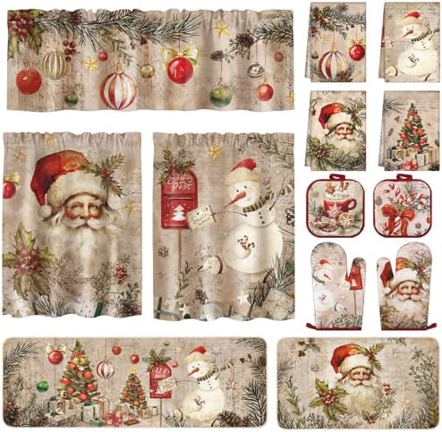 13 Pcs Christmas Kitchen Set Towels Mats Potholders Oven Mitts
