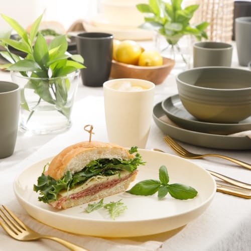 Gibson Home Plates and Bowls Set, 32 Piece Wheat Straw Dinnerware for 8