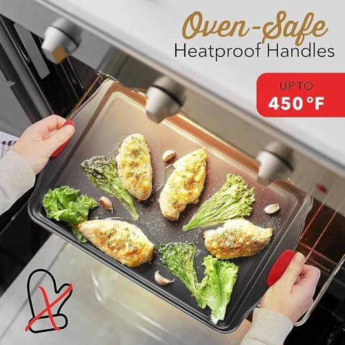 Eatex Baking Sheet Set, 3 Piece Baking Pans Set, Cookie Sheets for Baking