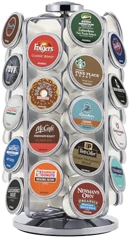 Keurig Storage Carousel, Coffee Pod Storage, Holds up to 36 Keurig K-Cup Pods, Silver