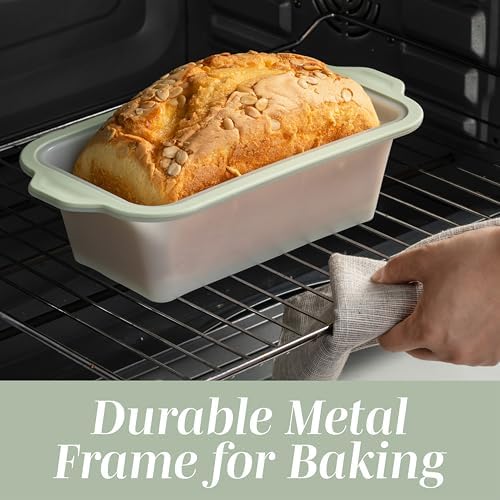 COOK WITH COLOR 17 Pc. Silicone Baking Pan Set - Non-Stick & Easy Clean Silicone Muffin Pans for Baking with Sturdy Metal Frame for Stability, Flexible Cake Molds, Includes Measuring Cups and Spoons