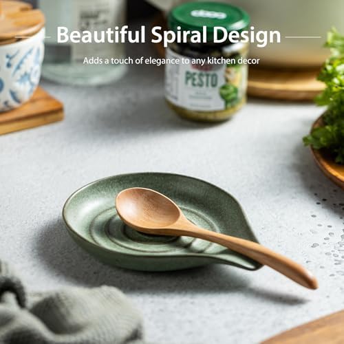 LAUCHUH Spoon Rest for Stove Top,Ceramic Spoon Holder, Kitchen Ladle Holder