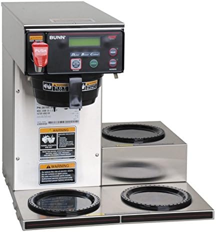BUNN Axiom DV-3, Dual Voltage Automatic Commercial 12-Cup Coffee Maker, 3 Lower Warmers, 38700.0009,Grey, 7.5 Gallons