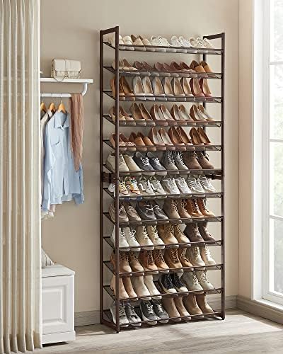 SONGMICS Metal Shoe Rack, 12-Tier Shoe Orgainzer, Holds 48-60 Pairs