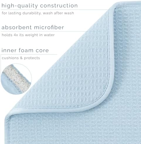 S&T INC. Dish Drying Mat, 18" x 24", XL, Sky Blue