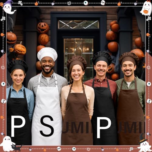 6 Pcs Halloween Condiment Aprons Salt Pepper and Cumin Aprons Chef Hats