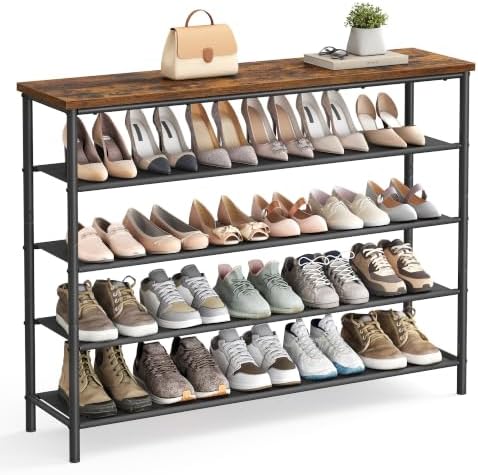 VASAGLE 5-Tier Shoe Rack, 20-24 Pairs, Steel Frame