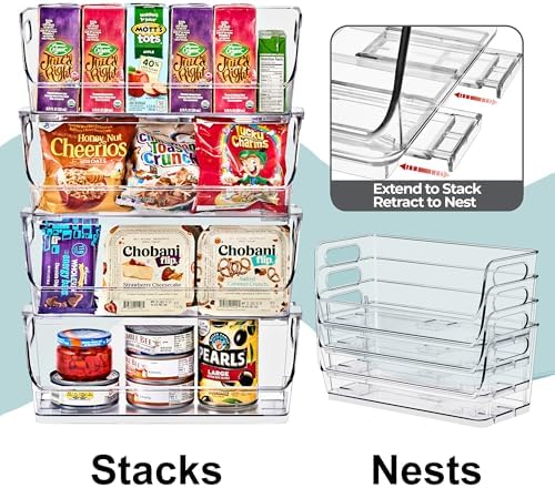 Sorbus Clear Pantry Organizer with Stackable Storage Bins, Open Front