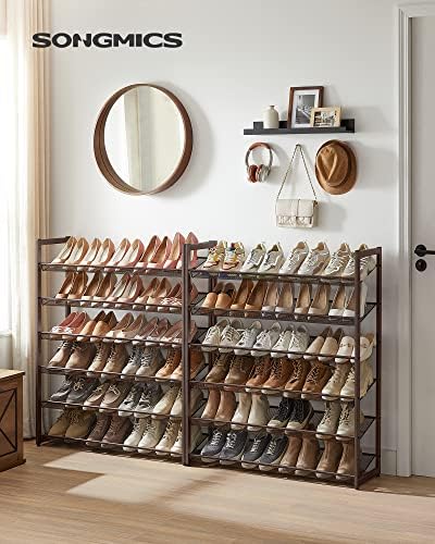 SONGMICS Metal Shoe Rack, 12-Tier Shoe Orgainzer, Holds 48-60 Pairs