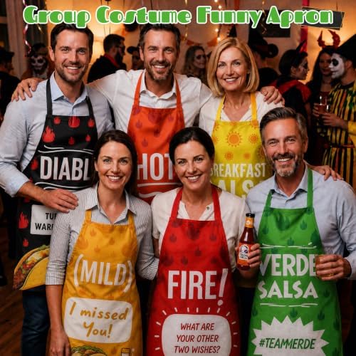 Lebaley 6 Pcs Halloween Taco Sauce Group Costume Set, Spicy Apron Costume