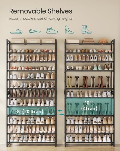 SONGMICS Metal Shoe Rack, 12-Tier Shoe Orgainzer, Holds 60-72 Pairs