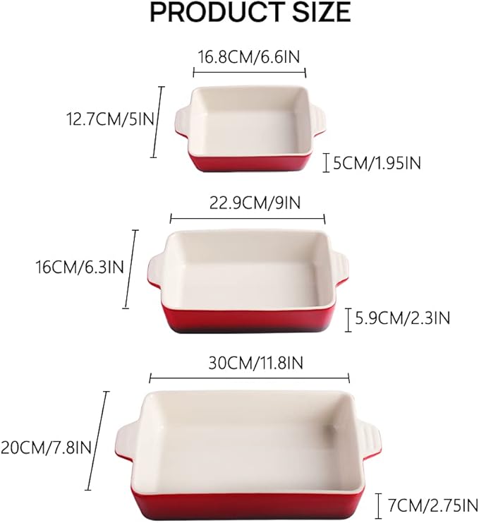 Sweejar Ceramic Bakeware Set, Rectangular Baking Dish - Image 6