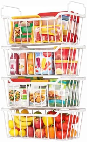 Goovilla Freezer Organizer Bins for 5-7 Cu.FT Chest Freezer, 4 Pack White