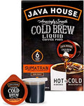Java House Cold Brew Coffee, Sumatran Dark Roast Coffee Concentrate Liquid Pods, 6 ct