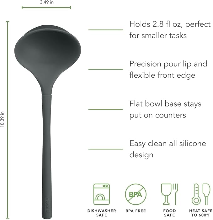 Tovolo Flex Core Small Silicone Ladle Charcoal Gray Heat Safe Silicone Soup - Image 5