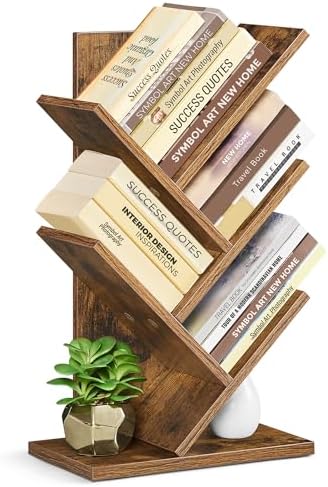 VASAGLE Tree Bookshelf, 5 Tiers, 11.8 x 6.8 x 20.1 Inches