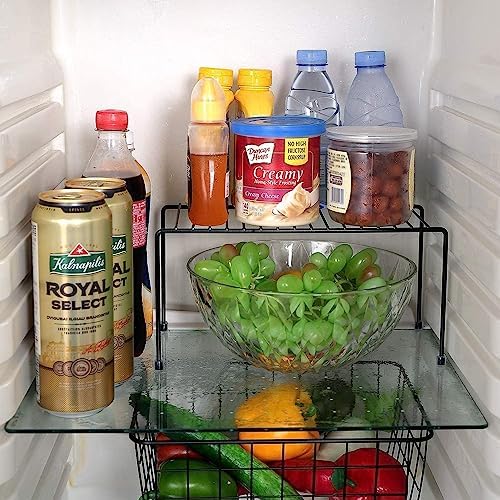 SIBAO Kitchen Shelves, Cabinet Organization Mini Storage Shelf, Storage Rack Organizer for Kitchen, Fridge, Cabinet, Bathroom (Black 6)