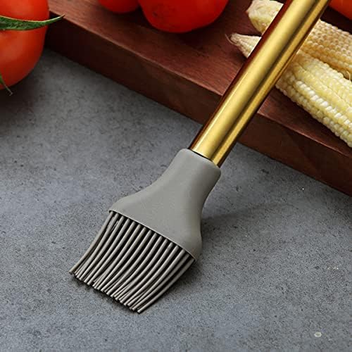 Gold Basting Brush, Berglander Non-stick Silicone Kitchen Brush For Cooking With Titanium Gold Plating Handle, Barbeque Brush, Pastry Brush, BBQ Brush, Dishwasher Safe, Easy to Clean