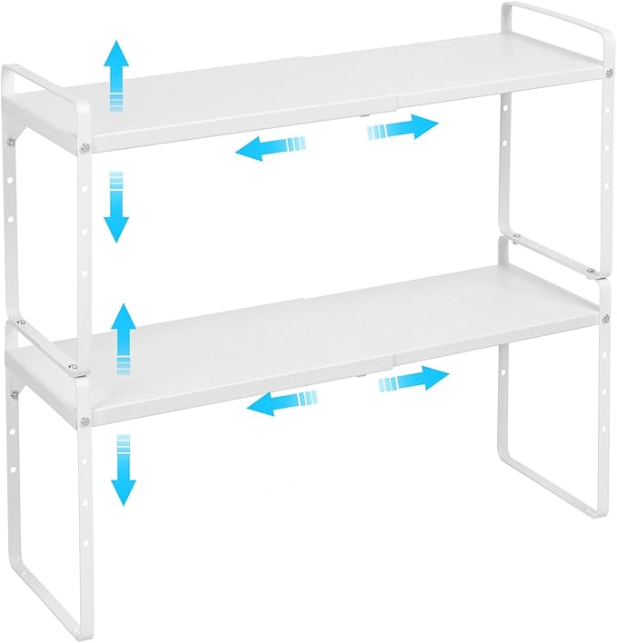 15.5 to 25.5 Inch Expandable Kitchen Cabinet Organizer Shelf, 30 LBS Heavy Duty by X-cosrack