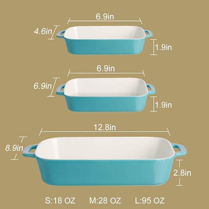 Sweejar Ceramic Bakeware Set, Rectangular Baking Dish - Image 6