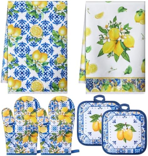FoldTier 6 Pcs Capri Lemon Kitchen Decoration Amalfi Coast Kitchen Supplies