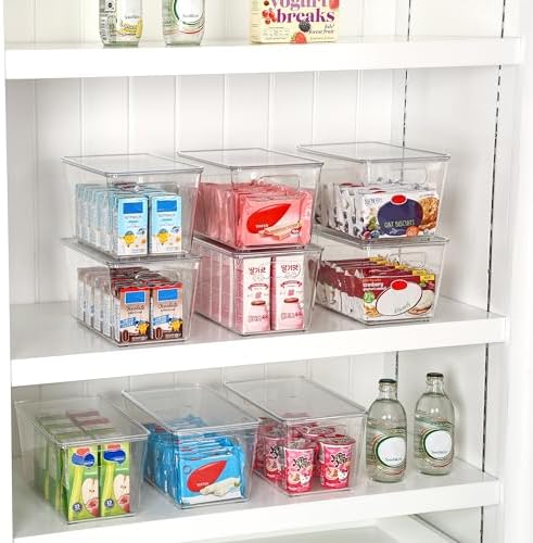 Vtopmart 1 Pack Clear Stackable Storage Bins with Lids and Handles, Medium