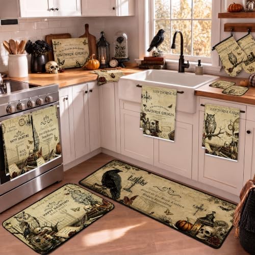 Halloween Kitchen Decor Set, 10 Pcs Vintage Gothic Kitchen Set