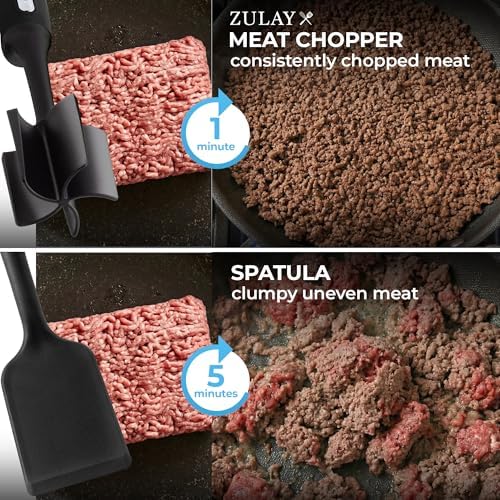 Zulay Kitchen Ground Meat Chopper Tool – 5-Blade Nylon Meat Chopper for Ground Beef, Non-Toxic Food Safe Meat Masher & Breaker, Heat Resistant to 180°C, Dishwasher Safe – Black