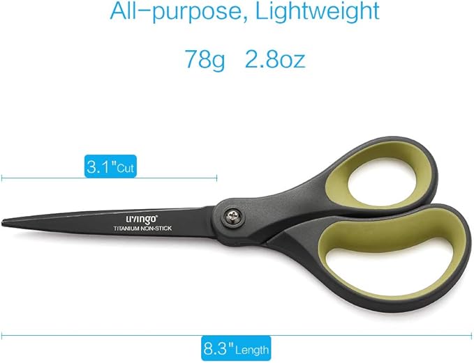 LIVINGO 2 Pack 8" Titanium Non-Stick Scissors, Professional Stainless Steel - Image 2