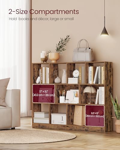 VASAGLE Bookshelf, 11 Cubes Storage Organizer, 49.6 x 9.5 x 39.4 Inches