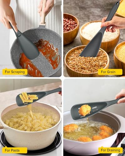 BUNDLEPRO Silicone Cooking Spoons for Nonstick Cookware, One-Piece, 2 Pack