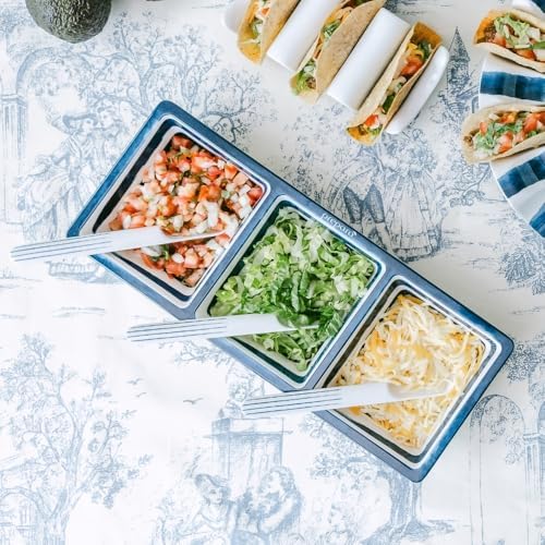 Prepara Taco Spoon, White Coastal Stripe, Set of 2, 7.2'x1'