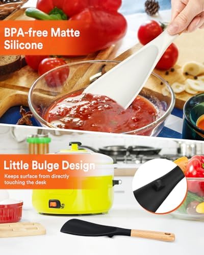 Badiano Silicone Cooking Spoon for Nonstick Cookwares, Multi-function,11.4"