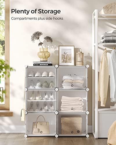SONGMICS Shoe Rack, 6-Tier with Doors, 24-Pair Storage Cabinet