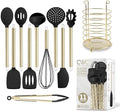 COOK WITH COLOR Silicone Cooking Utensils, Kitchen Utensil Set, Easy to Clean Silicone Kitchen Utensils, Cooking Utensils for Nonstick Cookware, Kitchen Gadgets Set with Holder, 11 Pieces